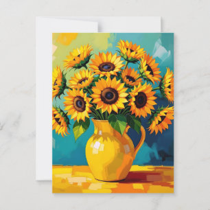 Contact houden   Gele Zonnebloemen Briefkaart