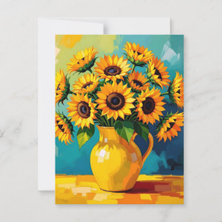 Contact houden | Gele Zonnebloemen Briefkaart
