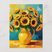 Contact houden | Gele Zonnebloemen Briefkaart (Voorkant)