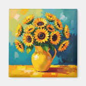 Contact houden | Gele Zonnebloemen Magneet (Voorkant)