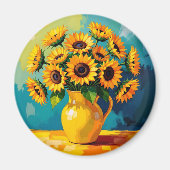 Contact houden | Gele Zonnebloemen Magneet (Voorkant)