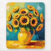 Contact houden | Gele Zonnebloemen Muismat (Voorkant)