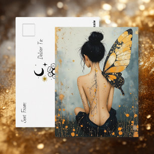 Contact houden Groeten Whimsical Woman Briefkaart