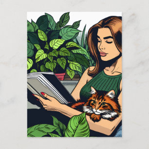 Contact houden   leesvrouw briefkaart