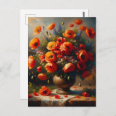 Contact houden | rode papaver briefkaart (Voorkant / Achterkant)