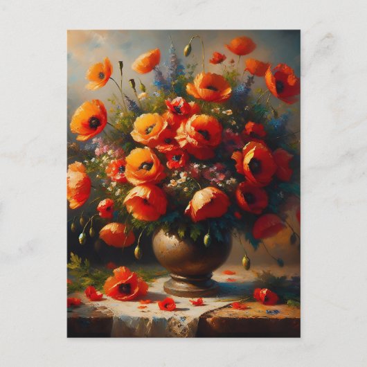 Contact houden | rode papaver briefkaart (Voorkant)