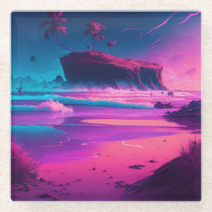 Contact houden   Roze Oceaangolven Glazen Onderzetter