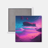 Contact houden | Roze oceaangolven Magneet (Voorkant / Achterkant)