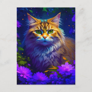 Contact houden   Schattigee Kitty Cat in Flowers Briefkaart