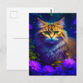 Contact houden | Schattigee Kitty Cat in Flowers Briefkaart (Voorkant / Achterkant)