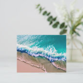 Contact houden | Turquoise golven Briefkaart (Staand voorkant)