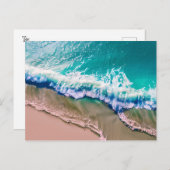 Contact houden | Turquoise golven Briefkaart (Voorkant / Achterkant)