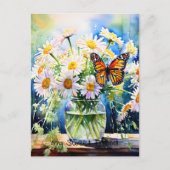 Contact houden | Vaas van madeliefjes Briefkaart (Voorkant)