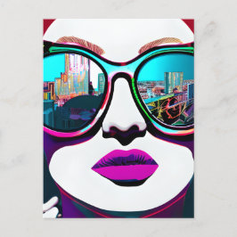 Contact houden | Vrouw in zonnebril Briefkaart