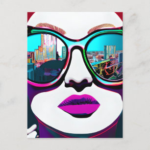 Contact houden Vrouw in zonnebril Briefkaart