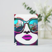 Contact houden | Vrouw in zonnebril Briefkaart (Staand voorkant)