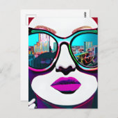 Contact houden | Vrouw in zonnebril Briefkaart (Voorkant / Achterkant)