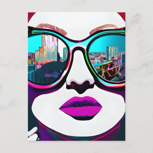 Contact houden | Vrouw in zonnebril Briefkaart (Voorkant)