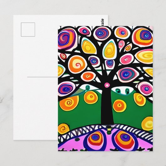 Contact houden | Waanzinnige kunst Briefkaart (Voorkant / Achterkant)