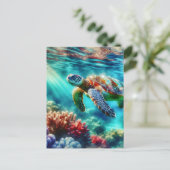 Contact houden | Zee schildpad zwemmen Briefkaart (Staand voorkant)