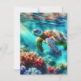 Contact houden | Zee schildpad zwemmen Briefkaart