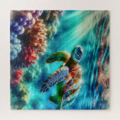 Contact houden | Zee schildpad zwemmen Legpuzzel (Horizontaal)