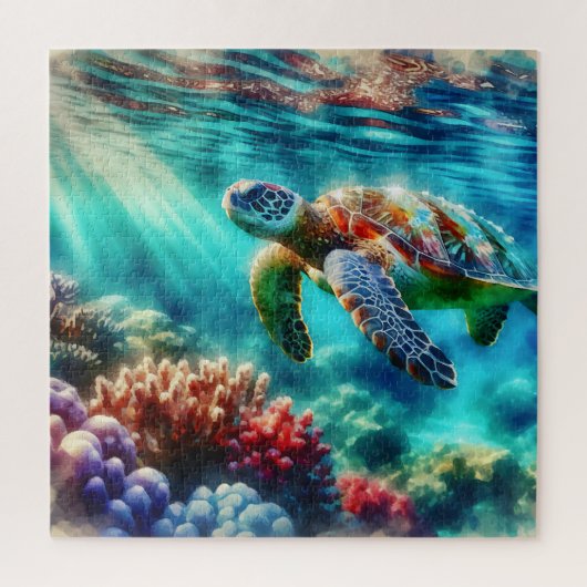 Contact houden | Zee schildpad zwemmen Legpuzzel (Verticaal)