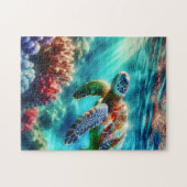 Contact houden | Zee schildpad zwemmen Legpuzzel (Horizontaal)