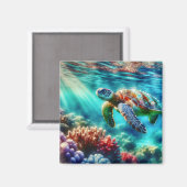 Contact houden | Zee schildpad zwemmen Magneet (Voorkant / Achterkant)