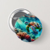 Contact houden | Zee schildpad zwemmen Ronde Button 5,7 Cm (Voorkant /achterkant)