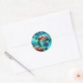 Contact houden | Zee schildpad zwemmen Ronde Sticker (Envelop)