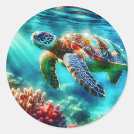 Contact houden | Zee schildpad zwemmen Ronde Sticker