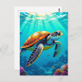 Contact houden | Zeeen schildpad Briefkaart (Voorkant / Achterkant)