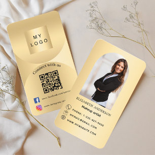 Contact met ons goud boog foto Qr sociale media Visitekaartje