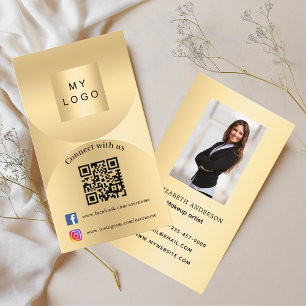 Contact met ons gouden foto Qr code social media Visitekaartje