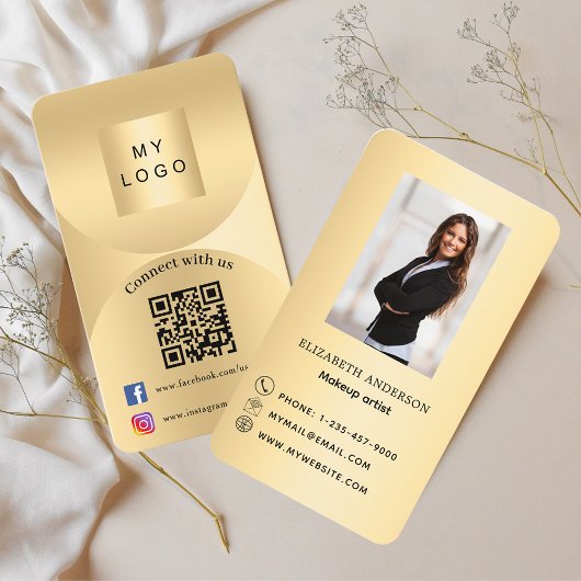 Contact met ons gouden foto Qr code social media Visitekaartje
