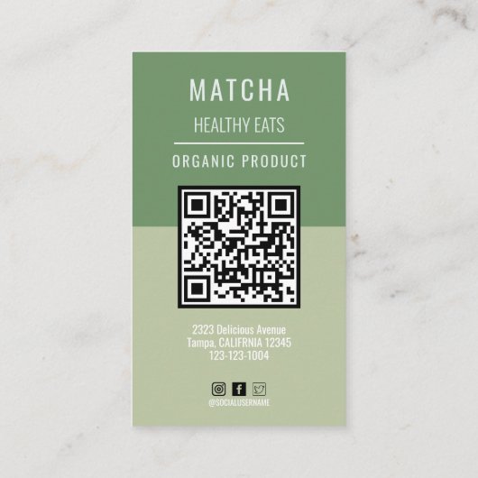 Contact met ons opnemen | QR Code Groene Thee Logo Visitekaartje (Achterkant)