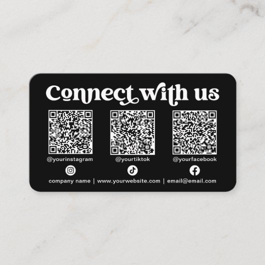 Contact met ons opnemen Social Media QR Black Busi Visitekaartje (Voorkant)