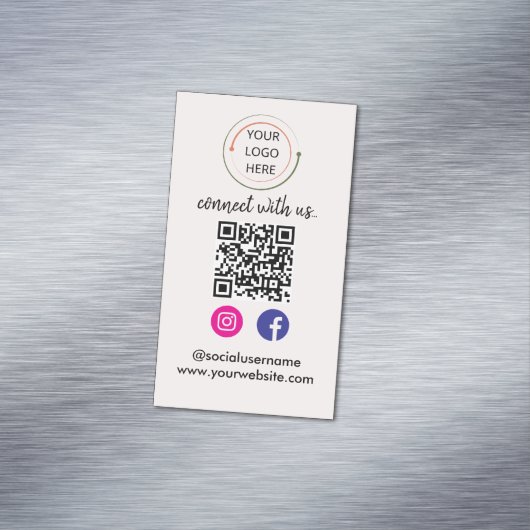 Contact met ons opnemen | Social media QR-code mod Magnetisch Visitekaartje (Voorbeeld)