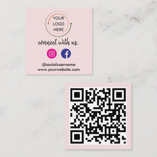 Contact met ons opnemen | Social media QR-code mod Vierkante Visitekaartje (Voorkant / Achterkant)