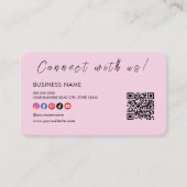 Contact met ons Qr Code Social Media Logo Roze Visitekaartje (Voorkant)