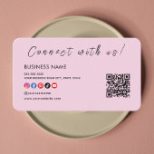 Contact met ons Qr Code Social Media Logo Roze Visitekaartje