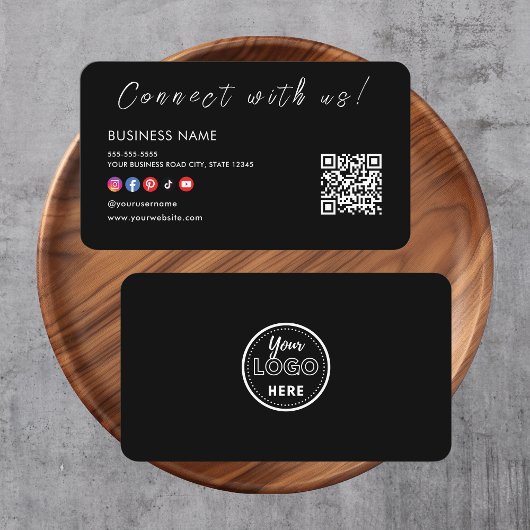 Contact met ons Qr Code Social Media Logo Zwart Visitekaartje