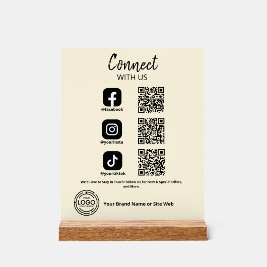Contact met ons Social Media QR-code Acryl Bord (Voorkant)