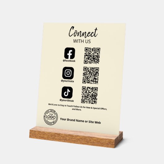 Contact met ons Social Media QR-code Acryl Bord (Hoek)