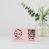 Contact met ons Social Media QR Code Roze Visitekaartje (Staand voorkant)