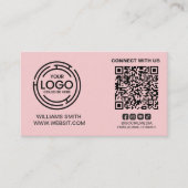 Contact met ons Social Media QR Code Roze Visitekaartje (Voorkant)
