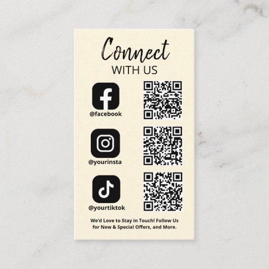 Contact met ons Social Media QR-code Visitekaartje (Voorkant)