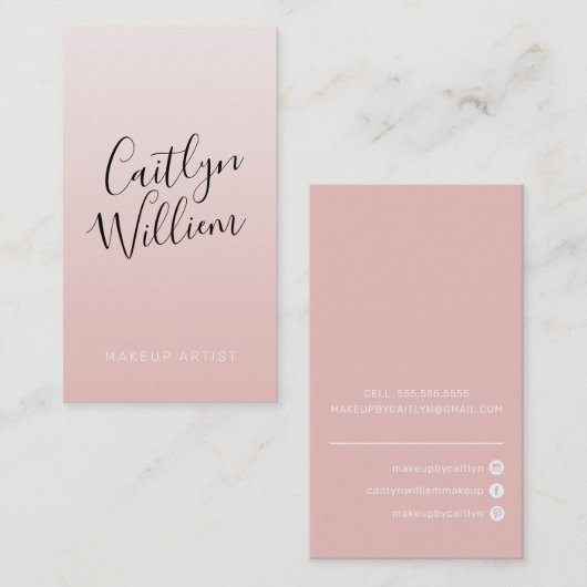 CONTACT modern chic  ombre blush roze zwart Visitekaartje (Voorkant / Achterkant)