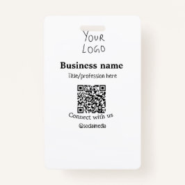 Contact opnemen met ons bedrijf logo QR social med Badge